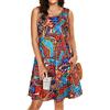 elescat Abiti estivi da donna da spiaggia bohémien, senza maniche, vintage floreale, svolazzanti con tasche, magliette, canotte, prendisole, M