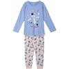 Disney Pigiama da bambina Lilo e Stitch, taglia 128-164, top azzurro con ricamo, pantaloni rosa a fantasia, 100% cotone, Azzurro, 152 cm