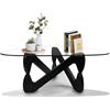 GESEILAY Tavolini da Salotto Moderni in Vetro Triangolo Tavolino da Caffe Trasparente Tavolino Soggiorno con Nero Base in Legno Tavolo Basso da Salotto (nero, trasparente, 91)