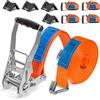 INTAKO 4/6/8/10/12m Cinghie a Cricchetto Professionali 5000kg x 50mm - Set di 4 Cinghie di Fissaggio con Cricchetto e 4 Angolari di Protezione - Fasce a Cricchetto per Camion (4m)
