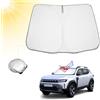 BIBIBO Parasole per auto con protezione UV, compatibile con Dacia Duster 2024 2025, Dacia Duster per parabrezza anteriore, protezione dal calore auto dai raggi UV, pieghevole e portatile