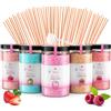 MK Misskandy since 2019 Misskandy® Zucchero per Zucchero Filato (5x300 gr) - Set di 5 Gusti (Fragola/Cola/Mela/Marshmallow/Lampone) - Aromi e Colori Naturali - 50 Bastoncini + Cucchiaio Misuratore - MADE IN FRANCE