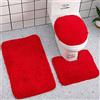 Reyox Set Tappeti Bagno 3 Pezzi in Pelo Lungo, Tappetini Bagno Antiscivolo Assorbente, 1 Tappeto Rettangolare, 1 Tappetino per WC a Forma di U e Coperchio del WC rosso 3 Pz
