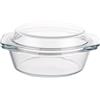 YAYODS Pirofila in vetro con coperchio - 650 ML piccola teglia rotonda - 17,5 cm stoviglie in vetro con coperchio rotondo - resistente al forno in vetro con manici per macedonia, carne, microonde,