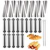 AMZMUKAUP 28 Pz Cannoli Tubi Set, Cannoli Form tubi Cream Roll Mold Acciaio Inox Antiaderente Coni Baking Mold Croissant Stampi Pasticceria per Torte Pane Cream Horn Roll Mold