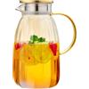 MESNEY Brocca Acqua Vetro 2L con Manico e Coperchio, Caraffa Acqua in Vetro Borosilicato Resistente, Grande Capacità per Tè Succo Latte Bevande Fredde o Calde