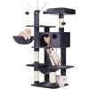 Hey-brother Tiragraffi per Gatti Multilivello, Amaca, Cuccia, MPJ019-SG | 135cm Albero per Gatti, Piattaforme, Pompon rimovibili, Cesta, Rampa graffiante, Ideale per gattini da interno, Grigio Fumo