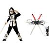 Rubie's Costume Ninja Dragon Silver argento per bambini (641142-L) & Set di armi ninja, Katane sul retro, accessorio di costume, taglia unica (6672)