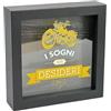 LINA OFFICINE GRAFICHE CREATIVE Salvadanaio Decorativo 'I Sogni Son Desideri', Cornice Nera 16x16 cm, Motivo Moto