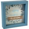 LINA OFFICINE GRAFICHE CREATIVE Salvadanaio Decorativo Cornice Blu 16x16 cm, Design In Arrivo con Motivi Baby