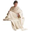 CelinaTex TV Decke Coperta soffice con Maniche Tasche Tasche per i Piedi Microfibra Pile Coral Coperta 150 x 180 cm Bianco Crema