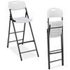 Relaxdays Sgabello Alto Pieghevole, Set da 2, 118 cm, Sedia con Schienale e Poggiapiedi, in Plastica e Acciaio, Bianco