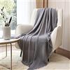 CREVENT Coperta in maglia a nido d'ape per divano, sedia, letto, decorazione della casa, morbida, calda, accogliente, leggera, per primavera, estate e autunno (127 x 152 cm, grigio chiaro)