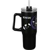 Undercover - Tazza isolata Wednesday con cannuccia - Capacità 880 ml - Tazza in acciaio inox con manico - Senza BPA