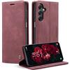 Monweicz Cover Compatibile con Samsung Galaxy A34, Custodia Portafoglio con Slot per Scheda, Protezione Completa Premium in Pelle PU, Flip Libro Magnetica Samsung Galaxy A34, Vino Rosso