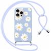 Yoedge Cover con Cordino per Apple iPhone 15 Pro Max 6,7, Custodia con Laccio Collana Tracolla Aesthetic Disegni, Silicone TPU Necklace Regolabile Protettiva Corda Case per iPhone 15 Pro Max, Fiore1