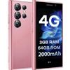 ZOKOE Mini smartphone 4G, 3 GB, RAM 64 GB, ROM 5,0 MP, schermo HD da 3,0 pollici, 2000 mAh, Quad Core, Dual SIM, Android 9.0 per bambini e studenti, mini cellulare sbloccato (rosa)