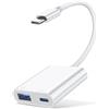 Thecoopidea Adattatore USBC 3.0 per iPhone 15 [Certificato Apple MFi] 2 in 1 Adattatore da USBC a USB OTG Cavo con porta Ricarica di USBC a 10W Splitter per iPhone 15/Samsung/iPad,Lettore di schede,Tastiera,Mouse