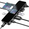 DOCKCASE Visivo Smart USB C Hub (8 in 1) con HDMI 4K@60Hz, Ricarica PD 100w, Gigabit Ethernet, 2 USB-A 3.2, 2 USB-A 2.0, 1 porta dati USB-C, adattatore multiporta per MacBook Pro/Air, Dell XPS