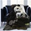LOUJIN Coperta in pile di flanella coperta da letto due grandi panda in micro pile caldo morbido leggero accogliente microfibra vuota 200 cm x 150 cm
