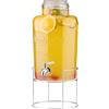 Navaris Dispenser per Bevande 8 Litri - Distributore Acqua Fredda e Bibite con Rubinetto - Caraffa Contenitore con Coperchio Ermetico - Brocca in Vetro con Stand per Casa e Ufficio