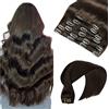 VINBAO Extension in capelli veri con clip, 40 cm, 100 g, 6 pezzi, naturali (#2,40 cm)