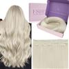Fshine Extension Clip Umani Capelli Veri 3Pcs 50g Capelli Lisci Extension 30cm Biondi Bianco Full Head Extension Clip in Double Weft Capelli Umani Extension Capelli Veri Clip Fascia Unica 1000