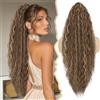 BARSDAR 76cm Highlight Coda di Cavallo Extension con Coulisse, Lunga Ondulati Ricci Sintetici Pettine Clip in Coda Cavallo Posticci per Donne Ponytail Capelli Estensione Marrone con Biondo Miele