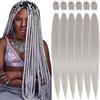Xusuperb 30 Pollici Lunghe Pre Stretched Braiding Hair Kanekalon Easy Braids Extension Capelli per Treccine Africane Grigi 6 Confezioni Yaki Extension per Capelli Sintetici per Trecce(Grigio)