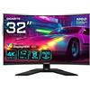 Gigabyte M32UC 31.5 Monitor da Gioco Curvo 4K UHD - 3840 x 2160, 1500R, 144Hz, 1ms, 350 cd/m², FreeSync Premium Pro, DisplayHDR400, HDMI 2.1, Displayport 1.4