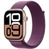Apple Watch Series 10 GPS 46 mm Smartwatch con cassa in alluminio Oro rosa e Sport Loop Prugna - One Size. Fitness tracker, app ECG, display Retina always-on, resistente all'acqua