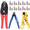 Swpeet Kit di crimpatura professionale per connettori coassiali BNC, 13 pezzi, con 10 connettori a crimpare CCTV BNC, tagliacavi extra e pinze laterali, perfetto per RG55, RG58, RG59, RG62, 5, 6