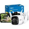 Tapo Telecamera di sicurezza esterna QHD 2K, IP66 Weatherproof, Motion Detection, Starlight, sirene Built-in, 4MP, visione notturna a colori, archiviazione cloud e scheda SD, Works with Alexa e Google