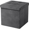 Oak & Tea Pouf pieghevole con contenitore, poggiapiedi pieghevole con contenitore, sgabello fasciatoio, poggiapiedi con coperchio, per camera da letto e soggiorno, grigio scuro, 38 x 38 x 38 cm