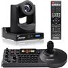 Chameye NDI Telecamera PTZ Kit, Zoom ottico 30x, AI Tracciamento, 3G-SDI HDMI USB3.0, con 1* Telecamere NDI PTZ 30x + Controller PTZ per eventi educativi di culto in chiesa, C730N+E300 - K130N