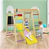 COSTWAY Set Arrampicata 8 in 1 per Bambini, Rocce da Arrampicata e Scala, con Scivolo Rete da Arrampicata, Barra Orizzontale, Centro attività di Legno per Bambini 3 Anni + (Stile 1 Colorato)