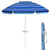COSTWAY Ombrellone da Spiaggia 200 x 220 cm, Ombrellone da Mare con Inclinazione Regolabile, con Vassoio, 8 Stecche, Protezione UV, Impermeabile, Borsa di Trasporto (Blu Navy)