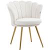 HOMCOM Shell poltrona da toilette poltrona in velluto poltrona lounge con gambe in metallo dorato per soggiorno camera da letto e sala da pranzo 67W x 64D x 77H cm panna