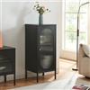 [en.casa] Armadietto a Vetrata Credenza in Acciaio Anta con Vetro Cannettato Ripiano Regolabile Mobiletto Portaoggetti per Soggiorno Ingresso Ufficio 102x43x40 cm Nero