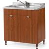 Linea Azzurra Sottolavello 80 Solo Mobile Cucina con 2 Ante in Legno Made in Italy H85xL80xP50cm Facile da Montare (Vasca a Sinistra, Noce Antico)