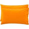 LARA MORADA - Coppia Federe Cuscino Letto, con GUANCIALE, Tinta Unita, 100% Cotone, Made in Italy, 52X82cm + Pattina Arancio