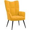 ZQQLVOO Divano singolo Sedia TV Sedia Poltrona Relax Giallo Senape in Velluto Sedile ergonomico Adatta alla camera da letto, al soggiorno 61 x 70 x 96.5 cm