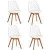 JZGORC Set di 4 Sedie da Sala da Pranzo, Sedia da Cucina con Schienale in Rete Cava e Gambe in Legno di Faggio, Sedia da Soggiorno con Cuscino Morbido in Pelle PU - Bianco