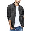 Runcati Camicia da uomo a maniche lunghe, in denim, vestibilità normale, in cotone, per il tempo libero, leggera, per le mezze stagioni, Nero , L