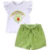 GiHaood Vestiti estivi per bambine e bambine, con maniche a volant e pantaloncini in lino con cintura, set di vestiti per bambine, avocado., 3-4 anni