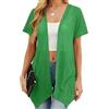 QIXING Cardigan estivo leggero da donna, protezione solare, traspirante, morbido cardigan a maniche corte, perfetto per notti estive, ufficio e appuntamenti, 02 Orlo Lungo Verde, XL
