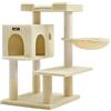 Feandrea Albero per Gatti, Torre per Gatti con Pali Tiragraffi di Sisal, Grande Posatoio, Grotta, Cesto Girevole, Cuscino Rimovibile e Lavabile, Beige PCT42M