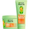 Garnier Fructis Lisci Cheratina Set Shampoo 200ml + Maschera 370ml Trattamento Lisciante Cheratina Vegetale e Olio di Argan per Capelli Secchi e Spenti Formula Vegana - Set da 2