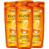 L'OREAL PARIS L'Oréal Paris Elvive Olio Straordinario Shampoo Nutriente con 6 Oli di Fiori Preziosi per Capelli Secchi e Spenti - 3 Flaconi da 400ml