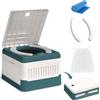bechoanigel WC pieghevole da campeggio, WC separabile a secco, con 20 tasche e custodia, WC a secco, campeggio, oscuramento, festival, piccoli giardini, pesca (verde)